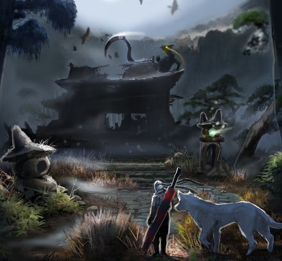 怪物猎人崛起多幅原画展示夜访神秘大社遗迹